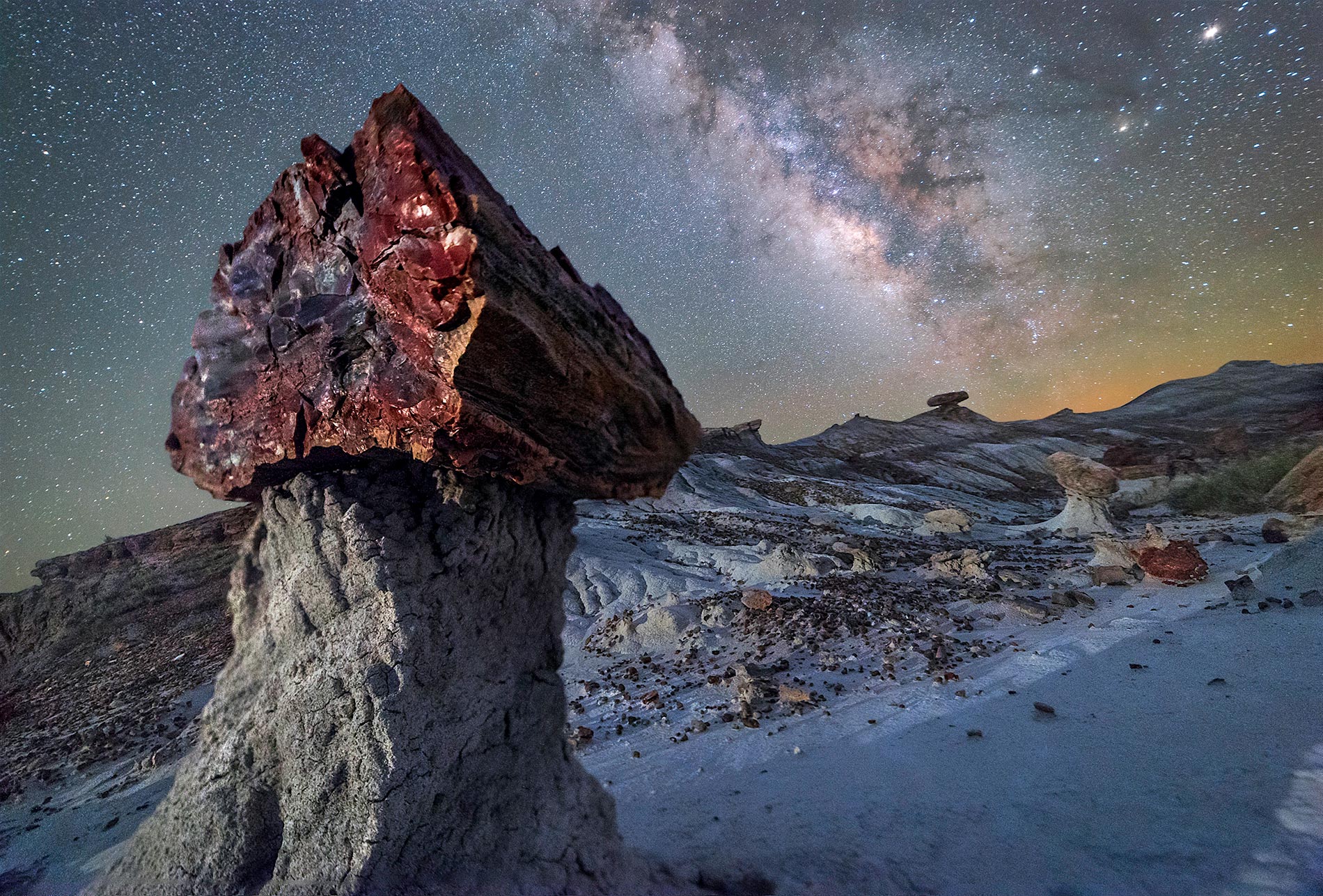 Petrified Log under Milky Way in Petrified Forest by Frank Kraljic